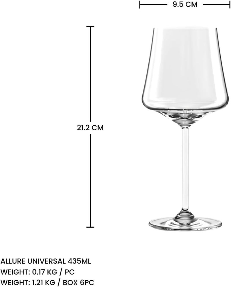 Ocean Allure Universal Wine Glass - 435ml (Set of 6) - Elegant Stemware for Red, White, Rosé Wines & Cocktails - Image 3